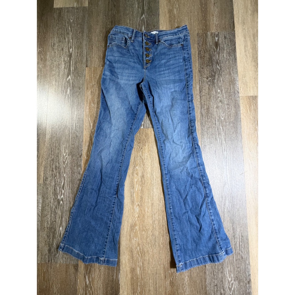 Sofia Jeans Melisa Flare Women 8 Blue High Rise Button Fly Denim Pants